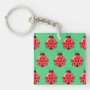 Red Ladybug Pattern Key Ring