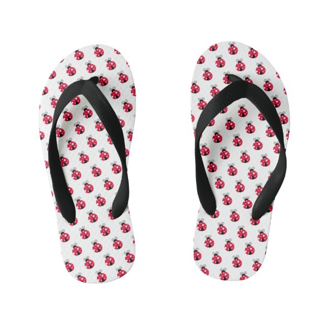Red Ladybug Pattern  Kid's Thongs (Footbed)