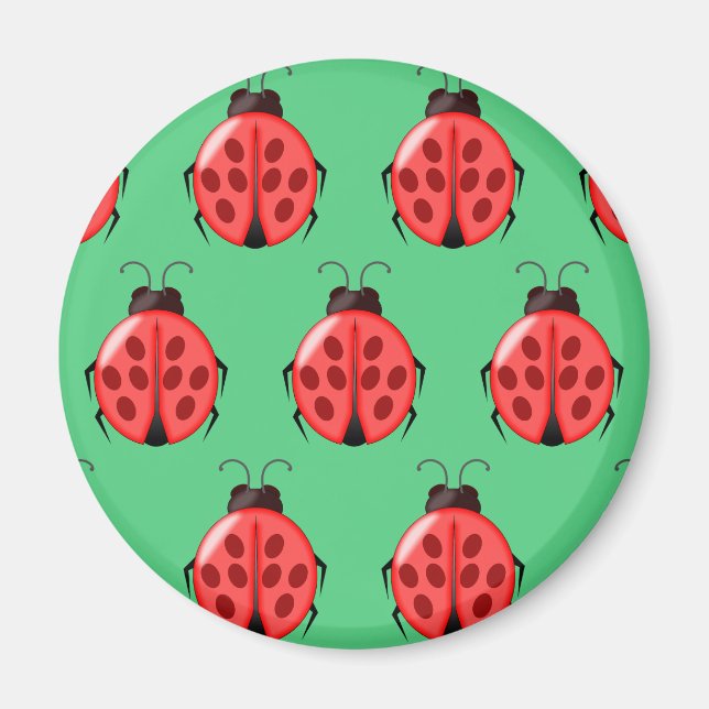 Red Ladybug Pattern Magnet (Front)