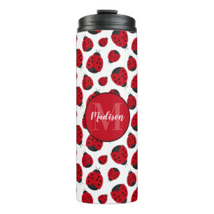Red Ladybug Pattern Personalised Thermal Tumbler
