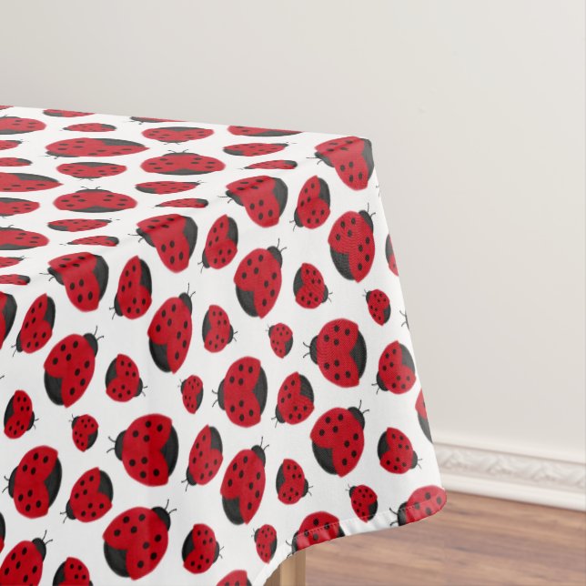 Red Ladybug Pattern Tablecloth (In Situ)