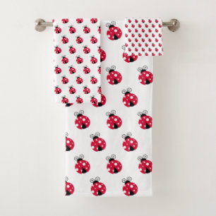 Red Ladybug Pattern Towel