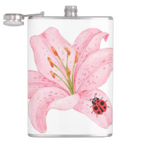 Red Ladybug pink Lily Flower custom name kid girl