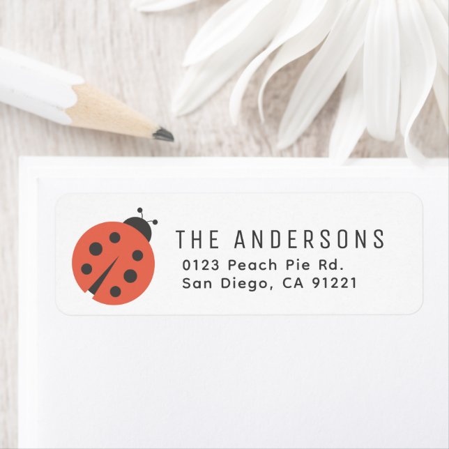 Red Ladybug Return Address Label (Insitu)