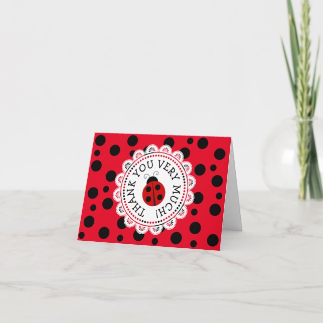 Red Ladybug Thank you Notes (Front)