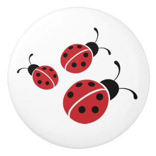 Red Ladybug Trio Ceramic Knob