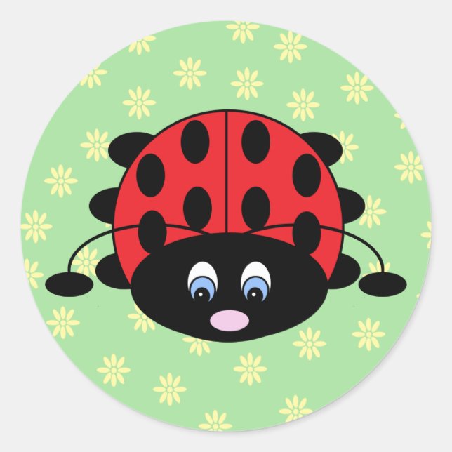 Red Ladybug with Flowers Stickers (Front)