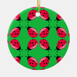 Red Ladybugs Ceramic Ornament