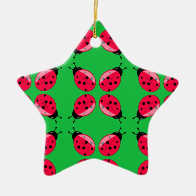 Red Ladybugs Ceramic Tree Decoration (Front)