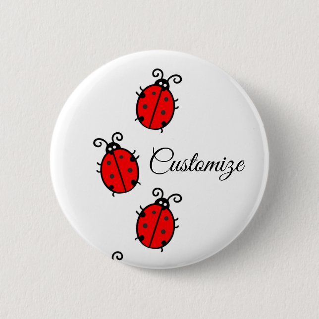 Red Ladybugs Crawling Thunder_Cove 6 Cm Round Badge (Front)
