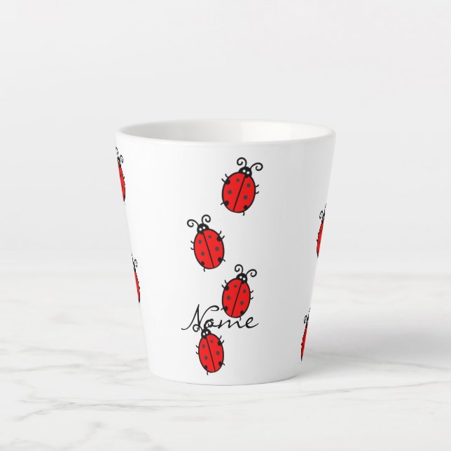 Red Ladybugs Crawling Thunder_Cove Latte Mug (Front)