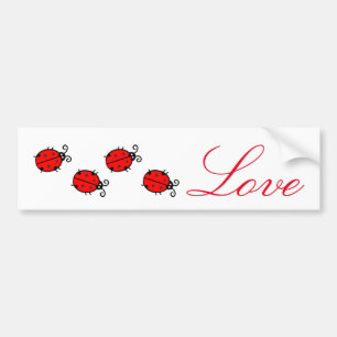 Red Ladybugs Crawling Thunder_Cove Love Bumper Sticker