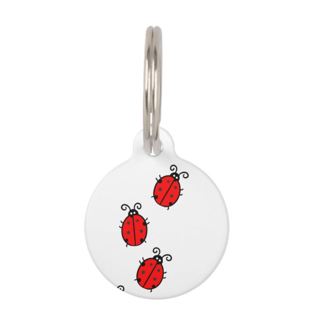 Red Ladybugs Crawling Thunder_Cove Pet Tag (Front)