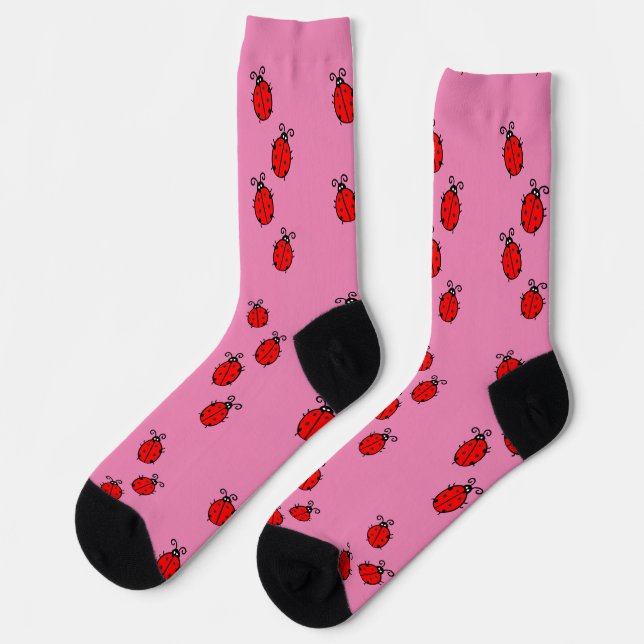 Red Ladybugs Crawling Thunder_Cove Socks (Left)