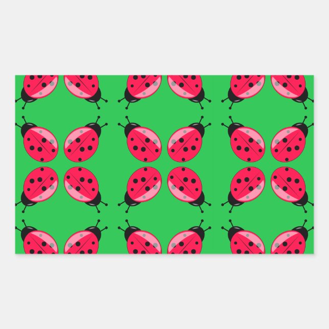 Red Ladybugs Rectangular Sticker (Front)