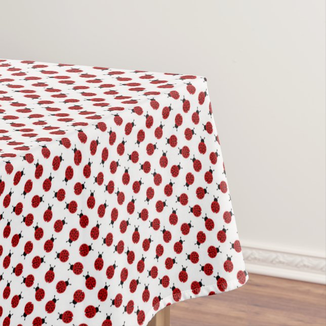 Red Ladybugs Spring Summer Tablecloth (In Situ)