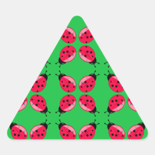 Red Ladybugs Triangle Sticker