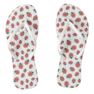 Red Ladybugs, watercolor pattern Thongs