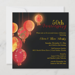 Red Lanterns 50th Wedding Anniversary Invitation
