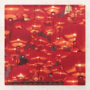 Red Lanterns Chinese New Year Glass Coaster