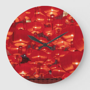 Red Lanterns Chinese New Year Large Clock