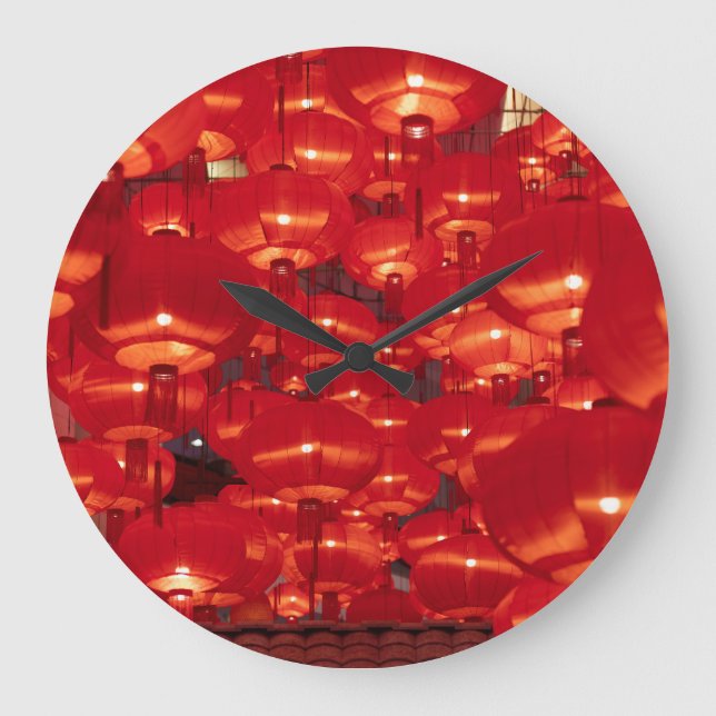 Red Lanterns Chinese New Year Large Clock (Front)