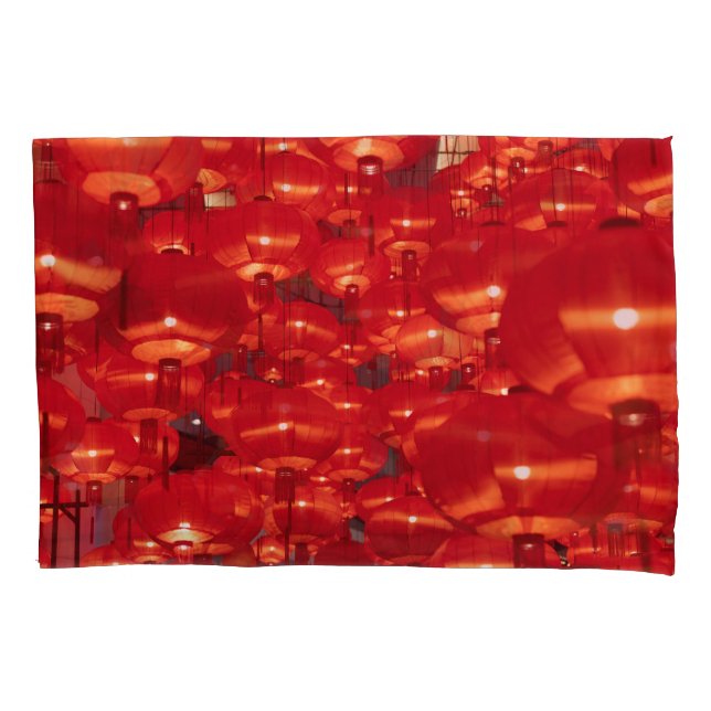 Red Lanterns Chinese New Year Pillowcase (Front)