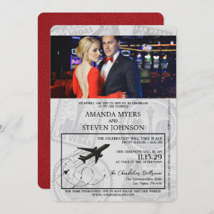 Red Las Vegas Passport Wedding Invitation