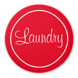 Red Laundry Room Ceramic Knob 