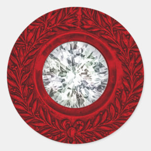Red Laurel Wreath and Diamond Envelope Seal