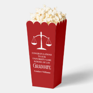 Red Law School Custom Graduation Party Popcorn Favour Box
