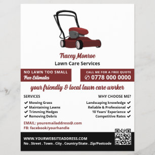 Red Lawn-Mower, Lawn Mowing Services Flyer