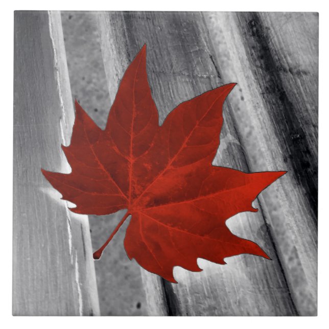 red leaf ceramic tile (Front)