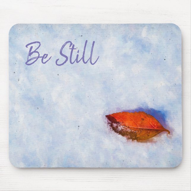 Red Leaf in Winter Photo Art Mouse Pad (Front)
