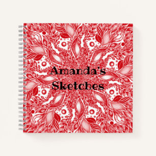 Red leaf mandala notebook