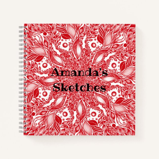 Red leaf mandala notebook (Front)