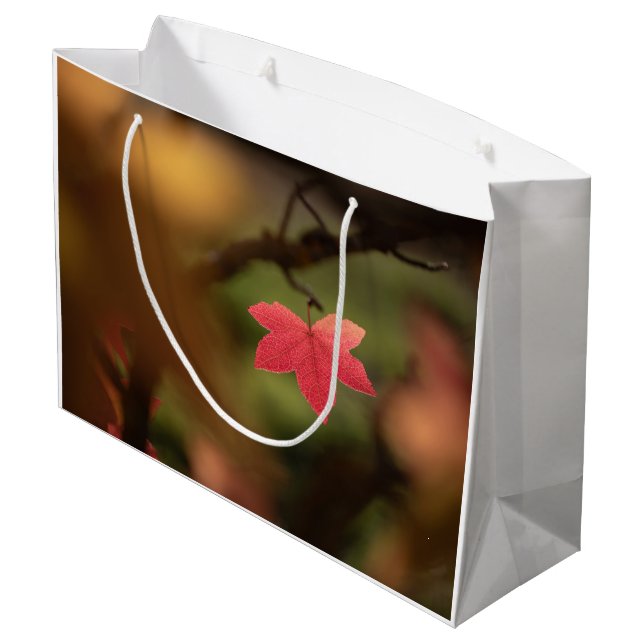Red Leaf Nature Photo Large Gift Bag (Back Angled)