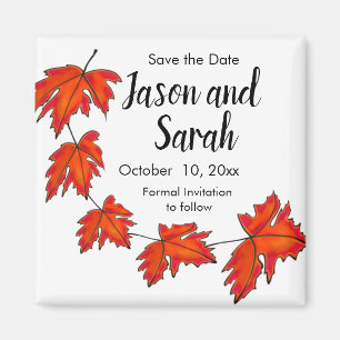 Red leaf   Save the date   Autumn design Magnet