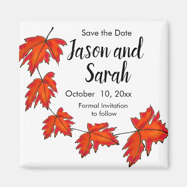 Red leaf | Save the date | Autumn design Magnet (Front)
