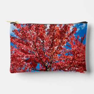 Red Leaf Tree In Fall Accessory Pouch
