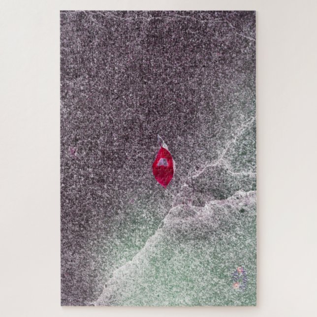 Red Leaf with Speckled Sand Jigsaw Puzzle (Vertical)