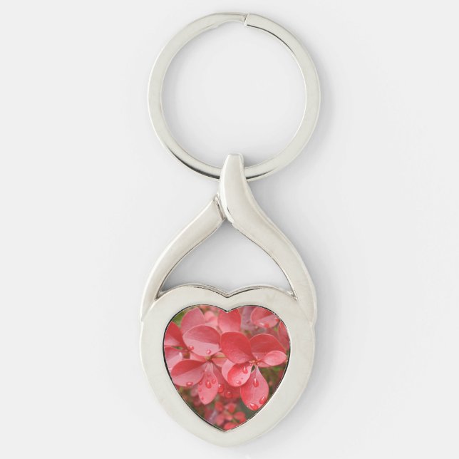 Red Leafs Heart Keychain (Front)