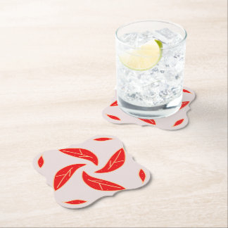 Red leafs paper coaster