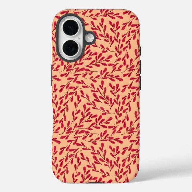  Red Leafy Branches Seamless Pattern Case-Mate iPhone Case (Back)