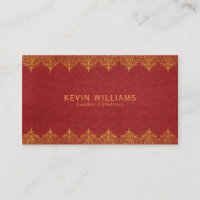 Red Leather & Gold Border Swirls