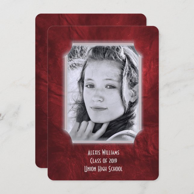 Red Leather Graduation Invite (Front/Back)