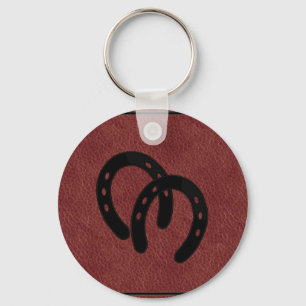 Red LEATHER Horse Shoe KEYCHAIN