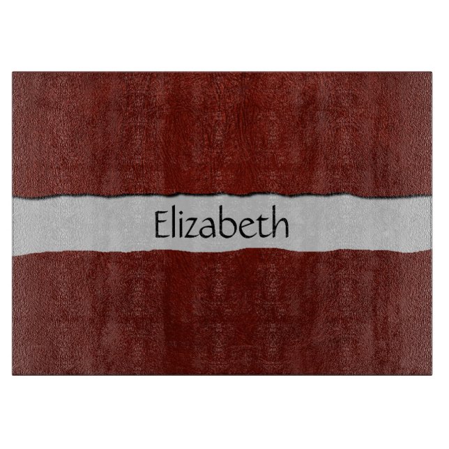 Red Leather, Leather Background, Your Name Cutting Board (Front)