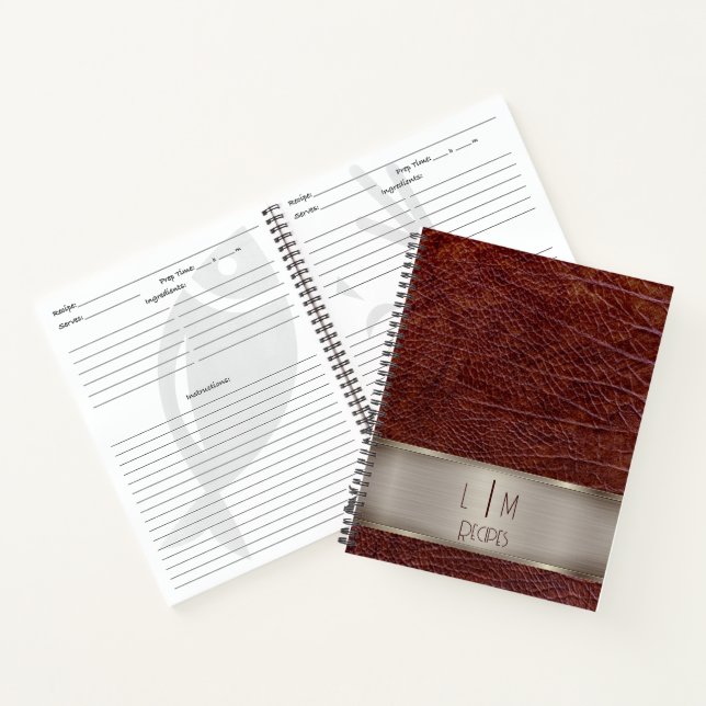 Red leather look monogram recipe notebook (Inside)