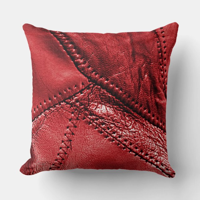 Red leather look, throw pillow (Front)